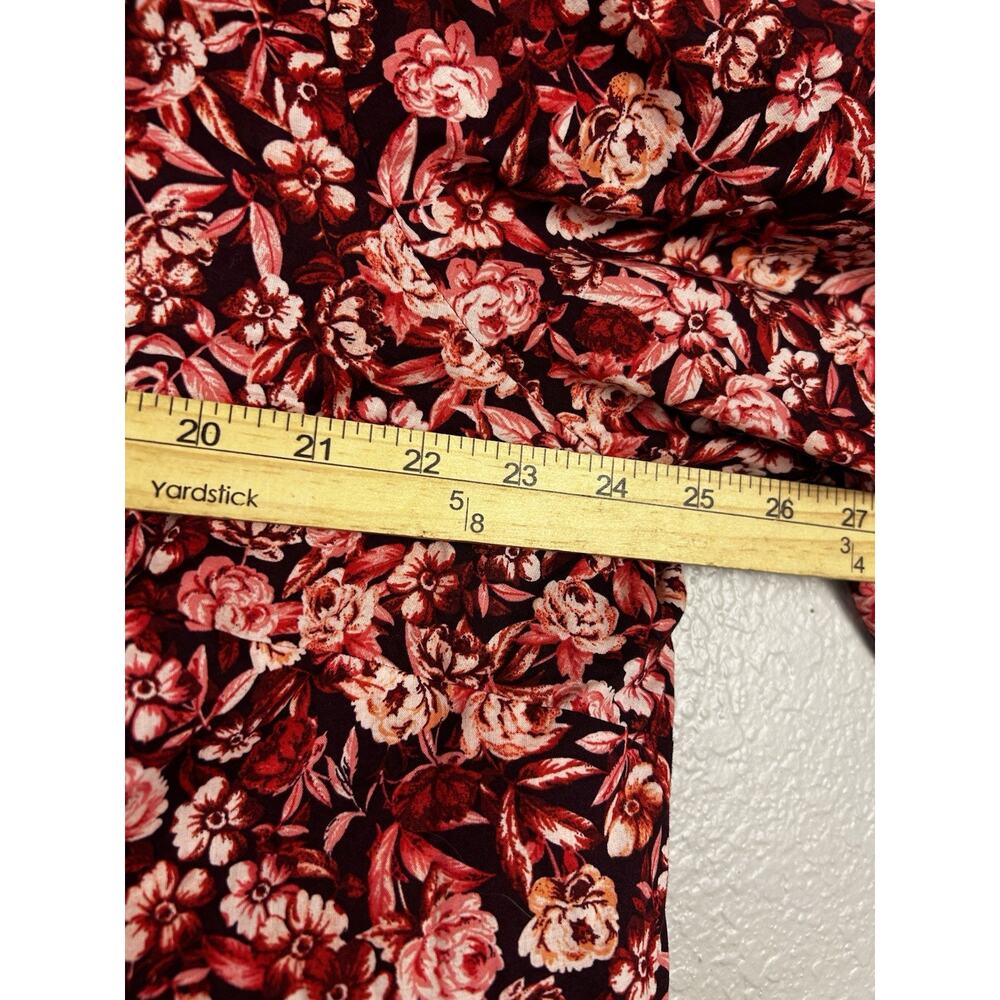 Talbots Cotton Ruffle Tie-Neck Floral Print Long Sleeve Red Pink Blouse Size 2X - Picture 5 of 9
